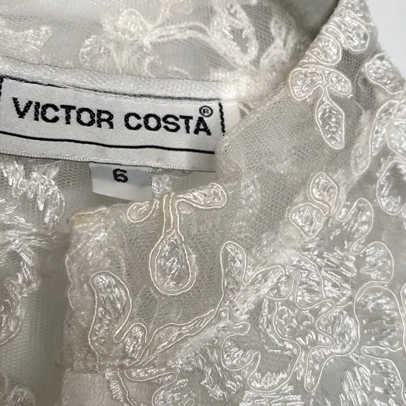 Victor Costa Women's Vintage White Lace Zip-Up Jacket/Tank Top Set size 6 - Picture 4 of 15